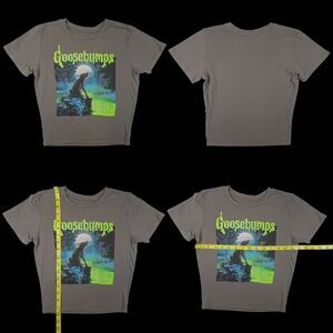 Youth Kids Goosebumps Graphic Gray Short Sleeve T-Shirt Size Small 15" Across